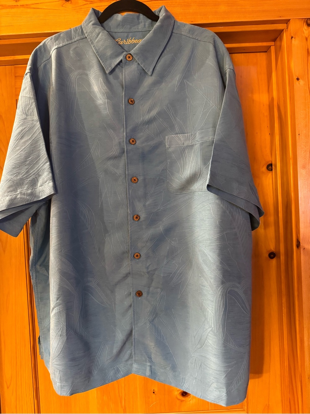 Caribbean Light Blue Short-Sleeve Button-Down Shirt